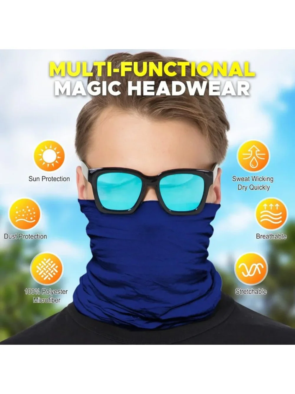 Versatile Bandana Neck Gaiter Head Wrap Balaclava Magic Scarf for Outdoor Use